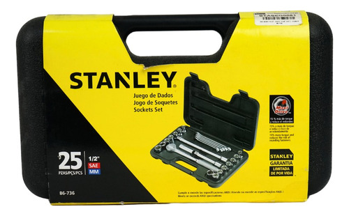 Juego Dados M1/2 25piezas (3/8 -3/4) Pulgadas Stanley