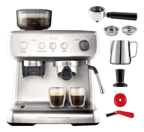 Cafetera Espresso Oster Perfect Brew 15 Bar Molino Integrado Color Acero inoxidable