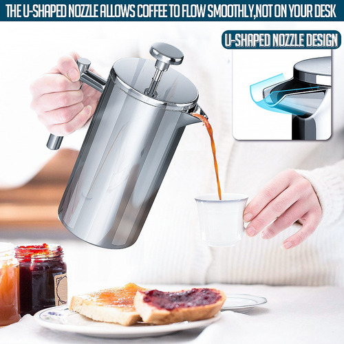 Imagen 4 de 7 de Cafetera Estilo Prensa Francesa De Acero Inoxidable