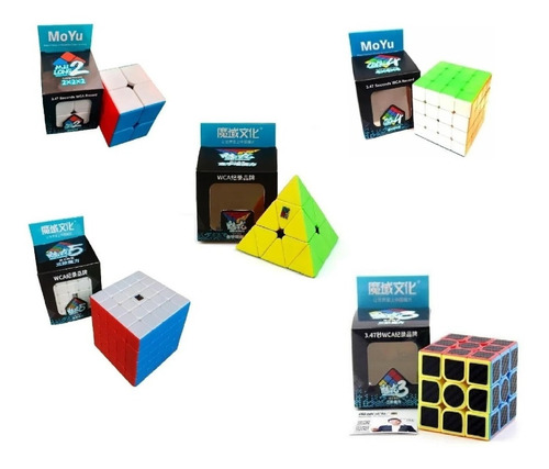 Cubo Rubik Pack X5 Moyu Meilong S 2x2 3x3 4x4 5x5 + Pyraminx