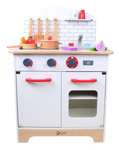 Cocina De Madera Completa Horno Y Accesorios Classic World