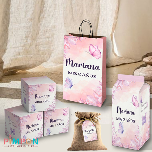 Kit Imprimible Textos Editables - Mariposas 2
