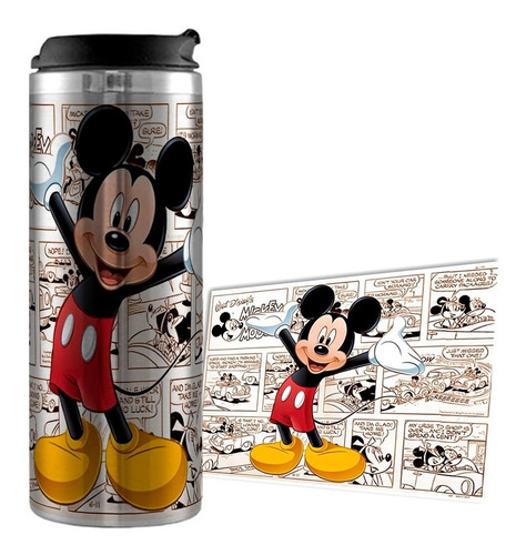 Termo De Acero Mickey Mouse Clásico Vintage Historieta 450ml