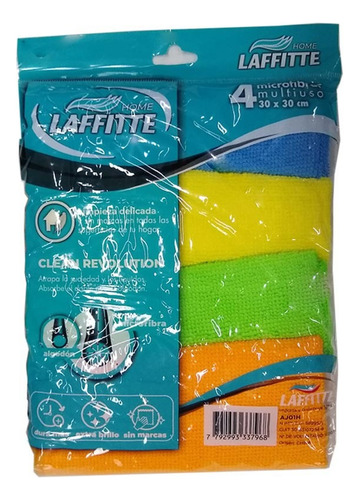 Pack 4 Paños Microfibra Multiuso Limpieza Auto Hogar Oficina Color Varios