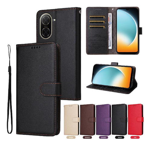 Funda Con Tapa Para Xiaomi Poco C71 4g, Ranura Para Tarjetas, Carga Inalámbrica, Soporte Magnético Para Coche