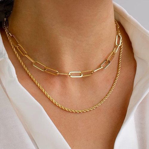 Collar De Oro Tasiso Para Mujer, Collar De Cadena De Oro Sim