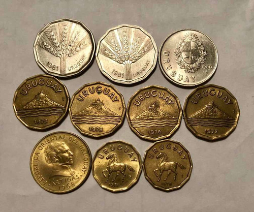 Lote Monedas Uruguay 1968 - 1976 - 1978 - 1981 - 10 Monedas