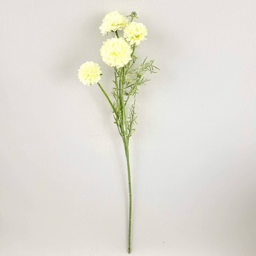 Zinia Branca Buquê 48x12cm Com 4 Flores Planta Artificial
