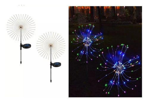 Luces Solar Led Fuego Artificial Navidad 2 Unidades