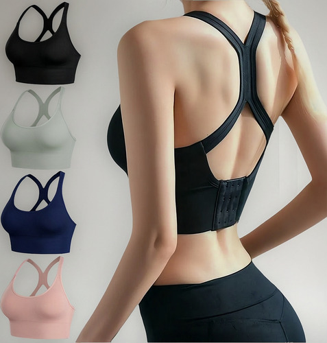 4piezas Crop Top Deportivo Correr Ajustable Push Up Mujer
