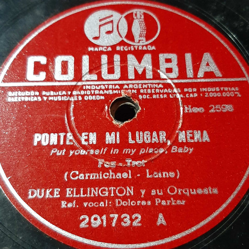 Pasta Duke Ellington Orquesta Dolores Parker Columbia C296