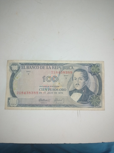 Vendo Billete De Cien Pesos Oro En Buen Estado Del 1974