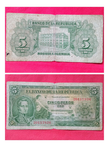 Billete  5 Pesos De 1953.