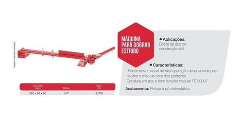 Imagem 2 de 5 de Máquina De Dobrar Estribo Manual 1/4 - 82cm Metalcava