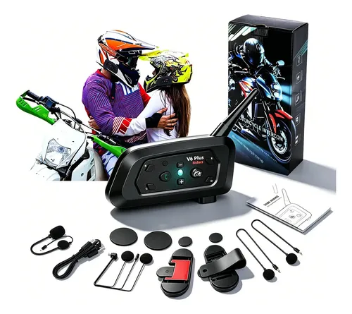 Intercomunicador Para Capacetes De Motocicleta V6 Plus Com Bluetooth Preto 1pcs