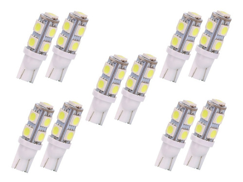 Pack De 10 Led Posicion T10 9 Puntas 5050 Smd 6000k Off Road