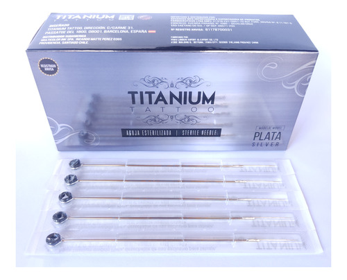 Aguja De Tatuaje R L (varilla) Titanium Tattoo Caja Cerrada