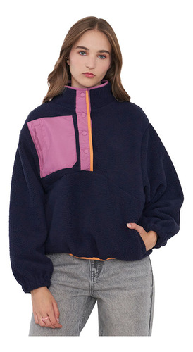 Polerón Mujer Polar Color Block Navy Corona