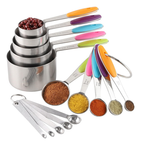 Measuring Cups And Spoons Set Stainless Steel Includes 5 Mea
