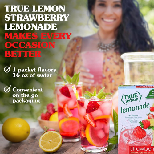 True Lemon Strawberry Lemonade - Mezcla De Bebida Potenciado