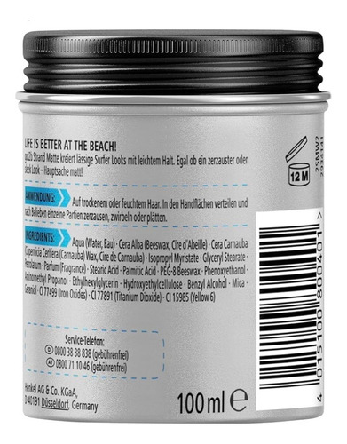 Schwarzkopf Got2b Beach Boy Matte Paste Surfer Look - 100ml