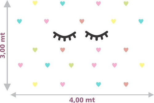Imagem 2 de 3 de Adesivo Decoração Cílios Fofo Coração Menina Tons Pastel