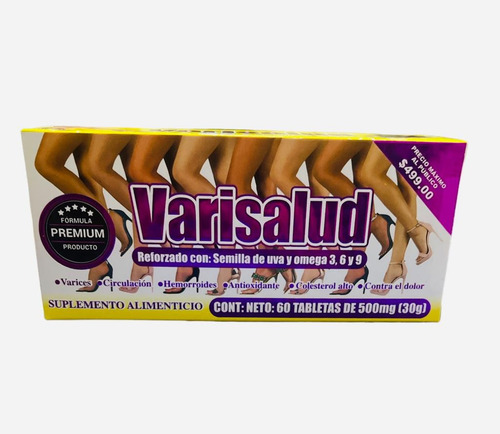 Varisalud Reforzado Con Uva Y Omegas Con 60 Tabs De 500 Mg 