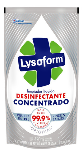Limpiador Lysoform Desinfectante Concentrado Original repuesto 420ml