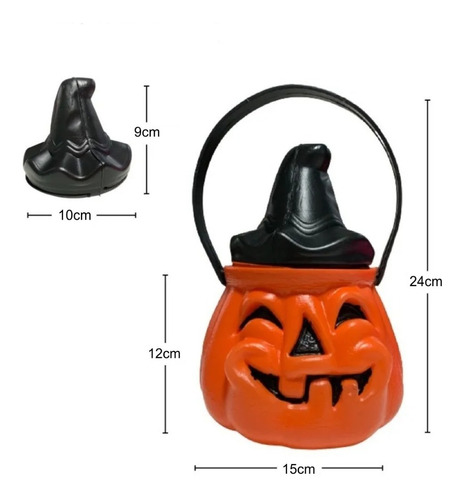 Imagen 4 de 7 de Caramelera Calabaza Con Tapa X12 Para Golosinas Halloween
