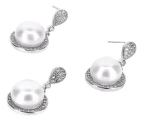 Comprar Juego De Perlas Aretes Y Cadena Con Dije En Plata 925 Color Plateado
