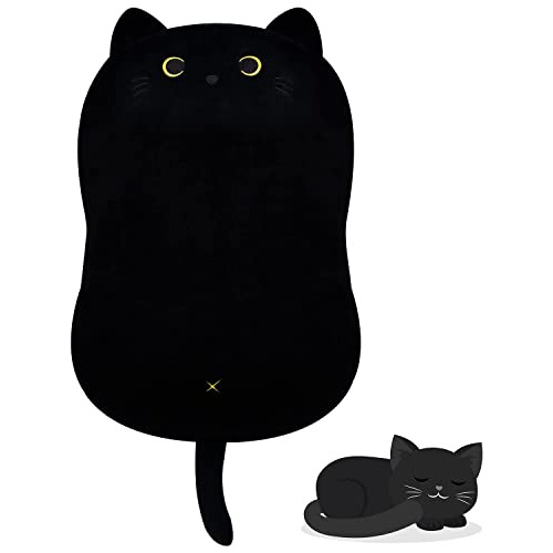 Ibccly Gato Negro Juguete De Peluche Almohada, Muñeco Suave