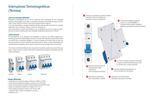 Imagen 2 de 10 de Llave Termica Bipolar 10-16-20-25-32a Chint 6ka Garantia 2a