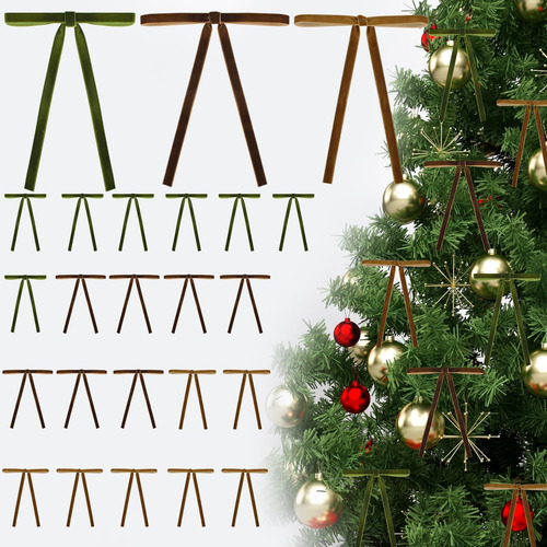 Lazos De Terciopelo Para Navidad A Granel 24 Unidades