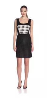 Kenneth Cole New York Vestido Talla 8 Color Blanco Con Negro