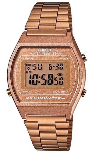 Reloj Casio B640wc-5a Oro Rosa Retro Iluminador - Original