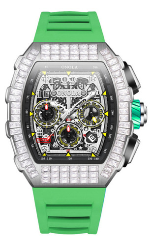 Relógios Mecânicos Automáticos Onola Diamond Cor Da Correia Verde