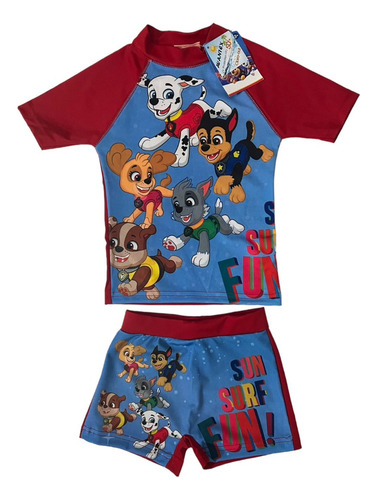 Combo Remera Agua Y Zunga Paw Patrol Uv50 Patrulla Canina