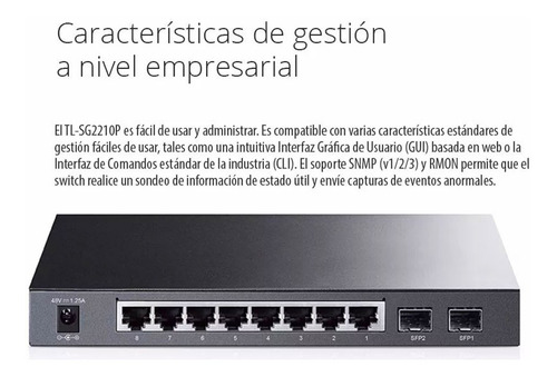 Switch Tp Link Tl-sg2210p 8 Puertos Gigabit Poe Sfp Full