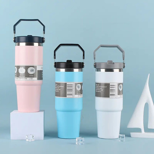 Termo De Acero Inoxidable Doble Capa De 30 Oz Con Agarradera