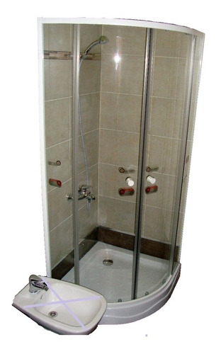 Imagen 1 de 5 de Cabina Ducha Mampara Box Curva 80x80 Vidrio Templado Naffull