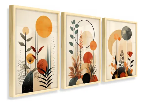 comprar Quadros Decorativos Sala Quarto Flores Minimalistas Kit 3 Ys