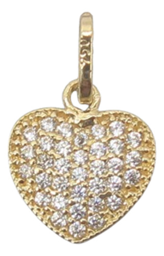 0736 Pingente Coração Com Zirconias Ouro 18k