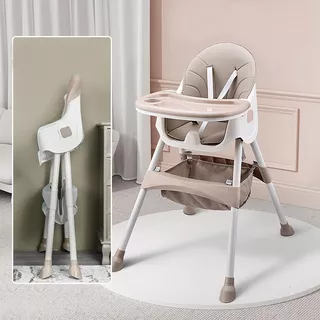 Silla De Comer Bebe 2 En 1 Plegable Baby Premium Color Crema