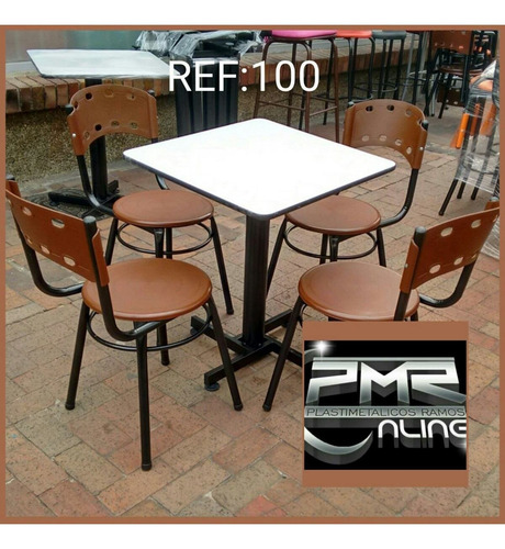 Juego De 4 Sillas Plastica Mesa Madera Para Restaurante Bar