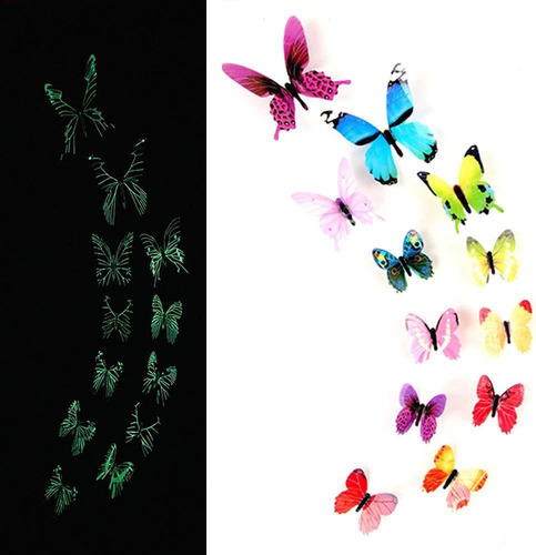 72 Pcs Mariposas Decorativas 3d Que Brillan En La Oscuridad