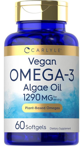 Vegan Omega 3 + Dha + Epa + Aceite Alga 200mg / 60 / Carlyle