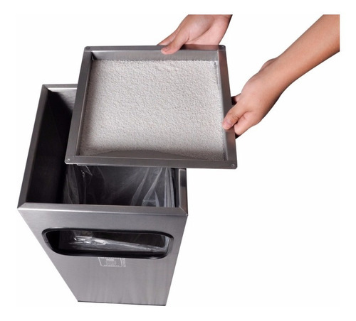 Bote Cuadrado Para Basura En Acero Inoxidable 24x24x60 Cms. Color Gris