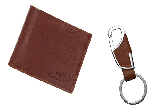 Cartera Billetera Hombre Y Llavero Tipo Piel Set De