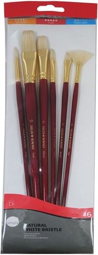 Set De 6 Pinceles Cerda Natural Daler Rowney Ideal Óleo