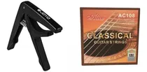 Comprar Capo Requinto Guitarra Con Púa + Cuerdas Guitarra Clásica